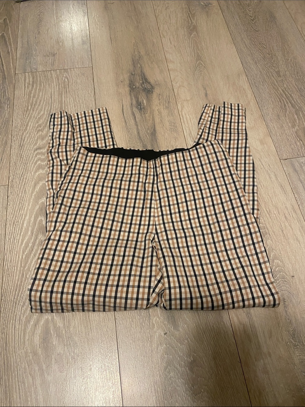 a new day Tan & Black Plaid High-Rise Pants